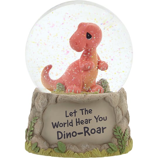 Precious Moments Let The World Hear You Dino-Roar Musical Resin &#x26; Glass Snow Globe